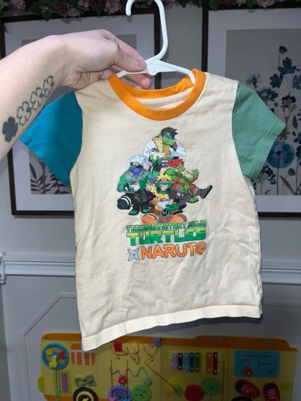Teenage Mutant Ninja Turtles x Naruto Kids Cream Graphic Tee